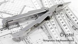  Presentation with architectural - Colorful theme enhanced with business metrics - pliers metric folding ruler backdrop and a light gray colored foreground