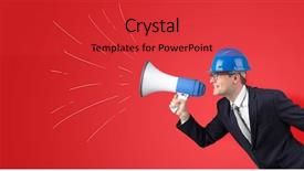  Presentation with yelling - Audience pleasing PPT layouts consisting of business metrics - young architect constructor yelling backdrop and a red colored foreground