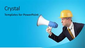  Presentation with young marines - Colorful presentation enhanced with business metrics - young architect constructor yelling backdrop and a cyan colored foreground