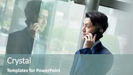  Presentation with chat - Beautiful presentation theme featuring business mobility - businessman chat on cellphone phone backdrop and a seafoam green colored foreground