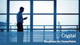  Presentation with modern building - PPT theme with business mobility - silhouette of asian indian man background and a teal colored foreground