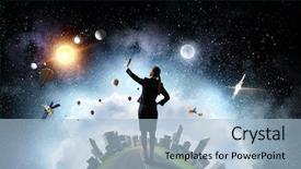  Presentation with media - Cool new presentation with business moments - businesswoman catching moment on her backdrop and a light blue colored foreground