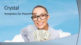  Presentation with blue business - Presentation theme consisting of business money and banking concept background and a light blue colored foreground