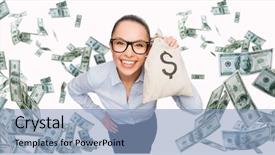  Presentation with banking - Presentation design featuring business money finance people background and a light blue colored foreground