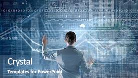  Presentation with electronics motherboard digital chip tech - PPT layouts having business monitor - back view of businesswoman working background and a teal colored foreground