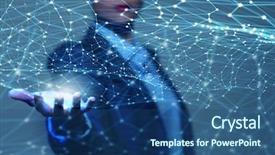  Presentation with interaction - PPT layouts consisting of business monitor - social interaction concept background and a ocean colored foreground