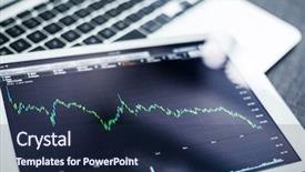  Presentation with data - Presentation design consisting of business monitor - tablet pc with stock exchage background and a navy blue colored foreground