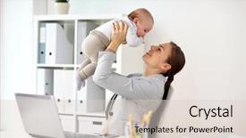  Presentation with happy baby - Slides with business motherhood multi-tasking family background and a lemonade colored foreground