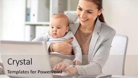 Presentation with happy baby - Audience pleasing slides consisting of business motherhood multi-tasking family backdrop and a mint green colored foreground