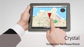  Presentation with hands holding - Colorful PPT theme enhanced with business navigation internet and technology backdrop and a  colored foreground