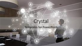  Presentation with business networking - Audience pleasing slide deck consisting of business network - social networking technologies mixed media backdrop and a light gray colored foreground