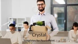  Presentation with quit - Presentation theme consisting of business new job and quit background and a coral colored foreground