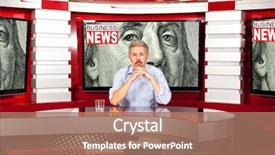  Presentation with broadcasting - Slides with business news a television anchorman background and a coral colored foreground