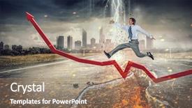  Presentation with overcome - Colorful presentation design enhanced with business obstacles - overcome crisis break mixed media backdrop and a coral colored foreground