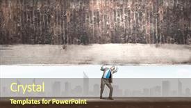  Presentation with obstacles - Colorful presentation theme enhanced with business obstacles - young powerful businessman lifting brick backdrop and a tawny brown colored foreground