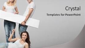  Presentation with people - Slides enhanced with young people with white advert background and a light gray colored foreground