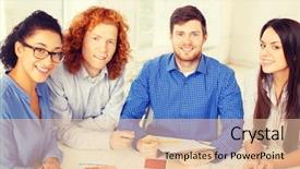  Presentation with blueprint - PPT theme consisting of business office architecture and startup concept - smiling creative team with color samples and blueprint at office background and a lemonade colored foreground