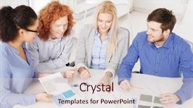  Presentation with design team - Presentation theme consisting of business office clothes design and starup concept - smiling creative team looking at sketch background and a lemonade colored foreground