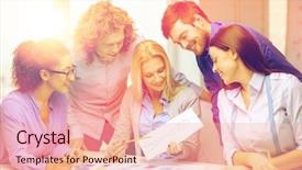  Presentation with design team - Presentation theme featuring business office clothes design and starup concept - smiling creative team looking at sketch background and a lemonade colored foreground