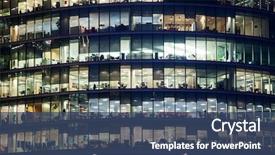  Presentation with corporate - PPT theme featuring business office corporate building london background and a ocean colored foreground