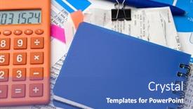  Presentation with bookkeeping - Colorful presentation theme enhanced with business-office-desk-closeup-financial backdrop and a ocean colored foreground