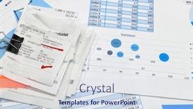  Presentation with business office desk - Amazing PPT theme having business-office-desk-closeup-financial backdrop and a sky blue colored foreground