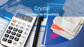  Presentation with bookkeeping - Slide set featuring business-office-desk-closeup-financial background and a ocean colored foreground