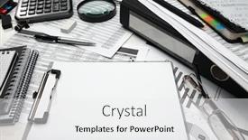  Presentation with business calculator - Presentation design consisting of business-office-desk-closeup-financial background and a white colored foreground