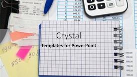  Presentation with business office desk - Amazing PPT theme having business-office-desk-closeup-financial backdrop and a light gray colored foreground