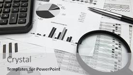  Presentation with bookkeeping - PPT theme consisting of business-office-desk-closeup-financial background and a light gray colored foreground