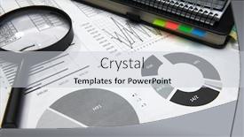  Presentation with bookkeeping - Slide set with business-office-desk-closeup-financial background and a light gray colored foreground