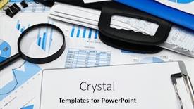  Presentation with bookkeeping - Cool new slides with business-office-desk-closeup-financial backdrop and a white colored foreground