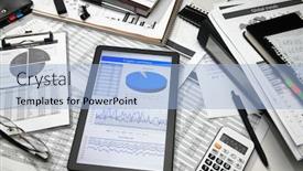  Presentation with bookkeeping - Amazing presentation having business-office-desk-closeup-tablet backdrop and a light blue colored foreground