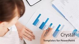  Presentation with business report - Beautiful slide deck featuring business office school and education backdrop and a coral colored foreground