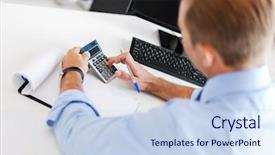  Presentation with business calculator - Cool new presentation theme with business office school and education backdrop and a sky blue colored foreground