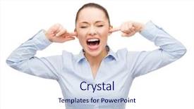  Presentation with stress - PPT theme with business office and stress concept background and a sky blue colored foreground