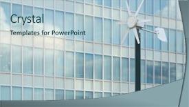  Presentation with wind solar - Presentation theme having business office tower with solar background and a light blue colored foreground