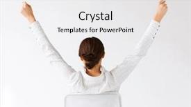  Presentation with woman business - Colorful PPT theme enhanced with business office winning achievement backdrop and a white colored foreground