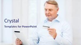  Presentation with online banking - Beautiful PPT theme featuring business oldness online banking internet backdrop and a  colored foreground