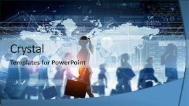  Presentation with global - PPT theme consisting of business on the move mixed background and a light blue colored foreground