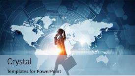  Presentation with elegant business social media - Colorful presentation enhanced with business on the move mixed backdrop and a light blue colored foreground