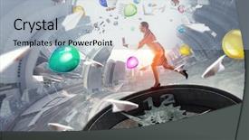  Presentation with elegant business social media - Theme consisting of business on the move mixed background and a light blue colored foreground