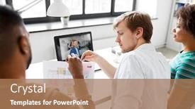  Presentation with video conference - Audience pleasing PPT layouts consisting of business-online-communication-and-technology backdrop and a coral colored foreground