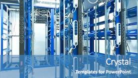  Presentation with server room - Slide deck enhanced with computers operations - server room with racks background and a teal colored foreground