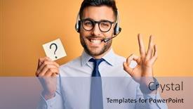  Presentation with excellent customer service - Presentation having business-operator-man-with-customer background and a light blue colored foreground