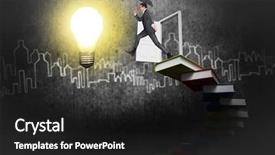  Presentation with umbrella - Colorful presentation theme enhanced with business opportunity - businessman jumping holding an umbrella backdrop and a dark gray colored foreground