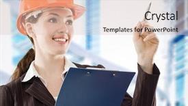  Presentation with beautiful young woman getting face - Presentation design enhanced with business orange - beautiful young architector background and a lemonade colored foreground