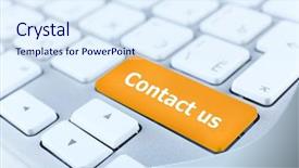  Presentation with action button - PPT layouts consisting of business orange - close up of contact us background and a sky blue colored foreground