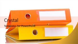  Presentation with scroll paper isolated on white - Audience pleasing theme consisting of business orange - office folders isolated on white backdrop and a gold colored foreground