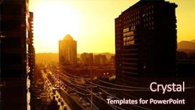  Presentation with sun rising over north america - Slide set enhanced with business orange - sun sets over a busy background and a wine colored foreground